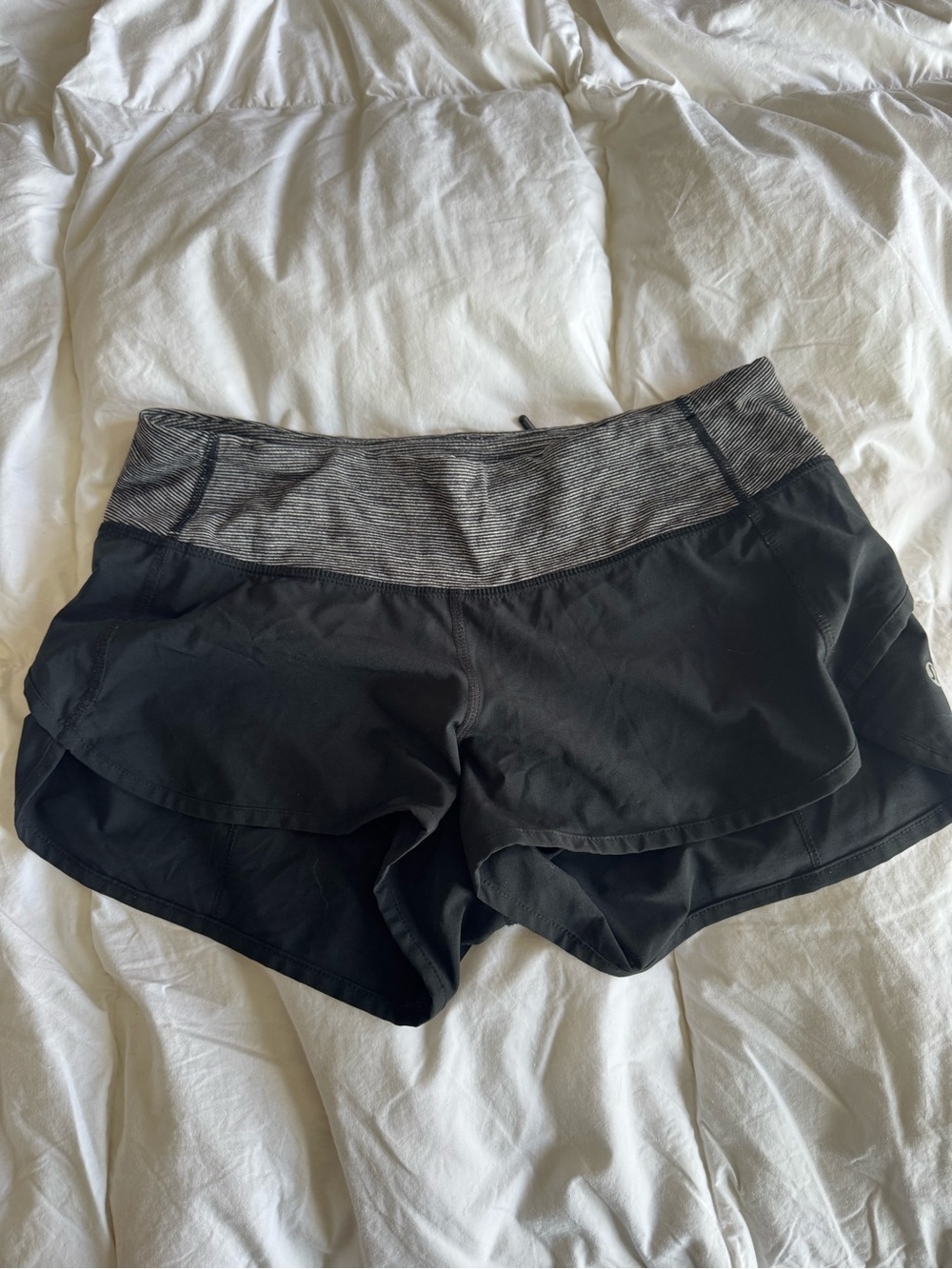 lululemon athletica Black Athletic Shorts with Gray Waistband